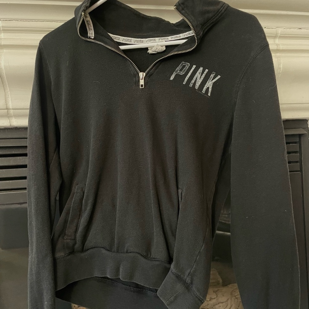 PINK black zip up, size XS